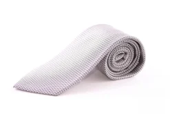 Wedding Tie in Silver Jacquard Silk Squares