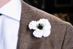 White Anemone Boutonnière Flower