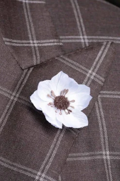White & Brown Lotus Flower Boutonnière Flower