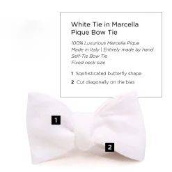 White Butterfly Marcella Pique Bow Tie