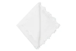 White Crochet Edge Linen Pocket Square