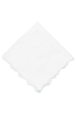 White Crochet Edge Linen Pocket Square