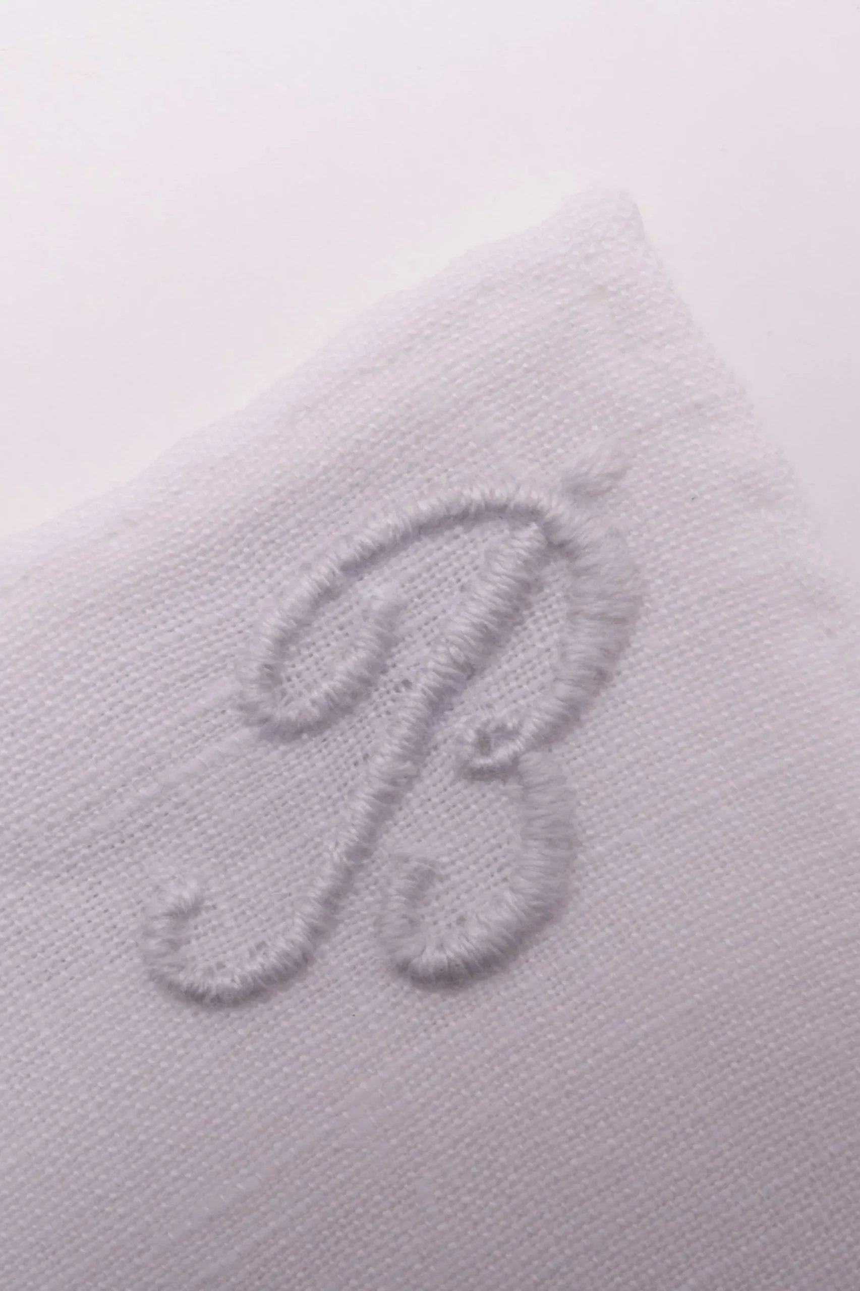 White Italian Linen Pocket Square with Hand-Embroidered Initial
