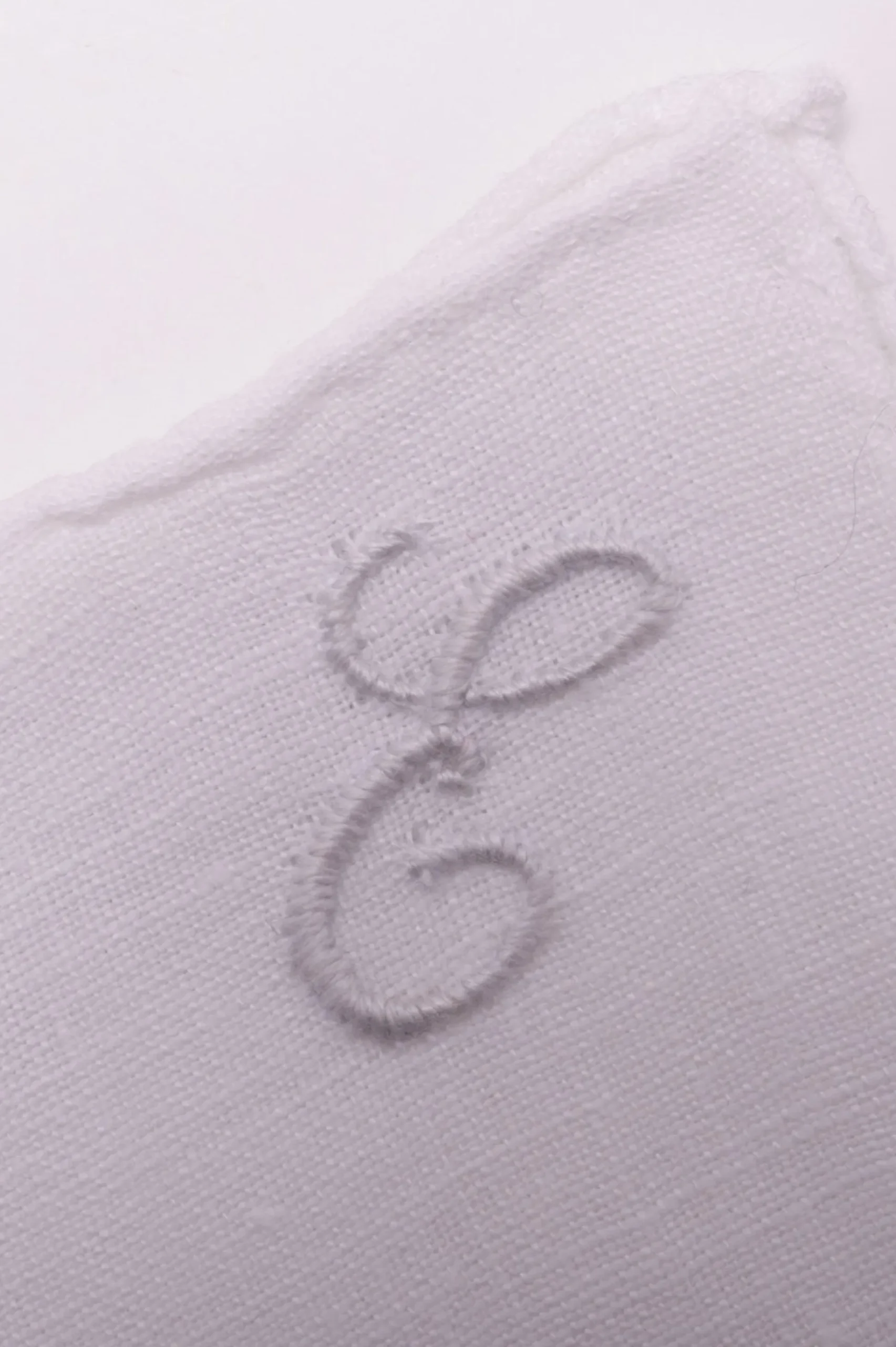 White Italian Linen Pocket Square with Hand-Embroidered Initial