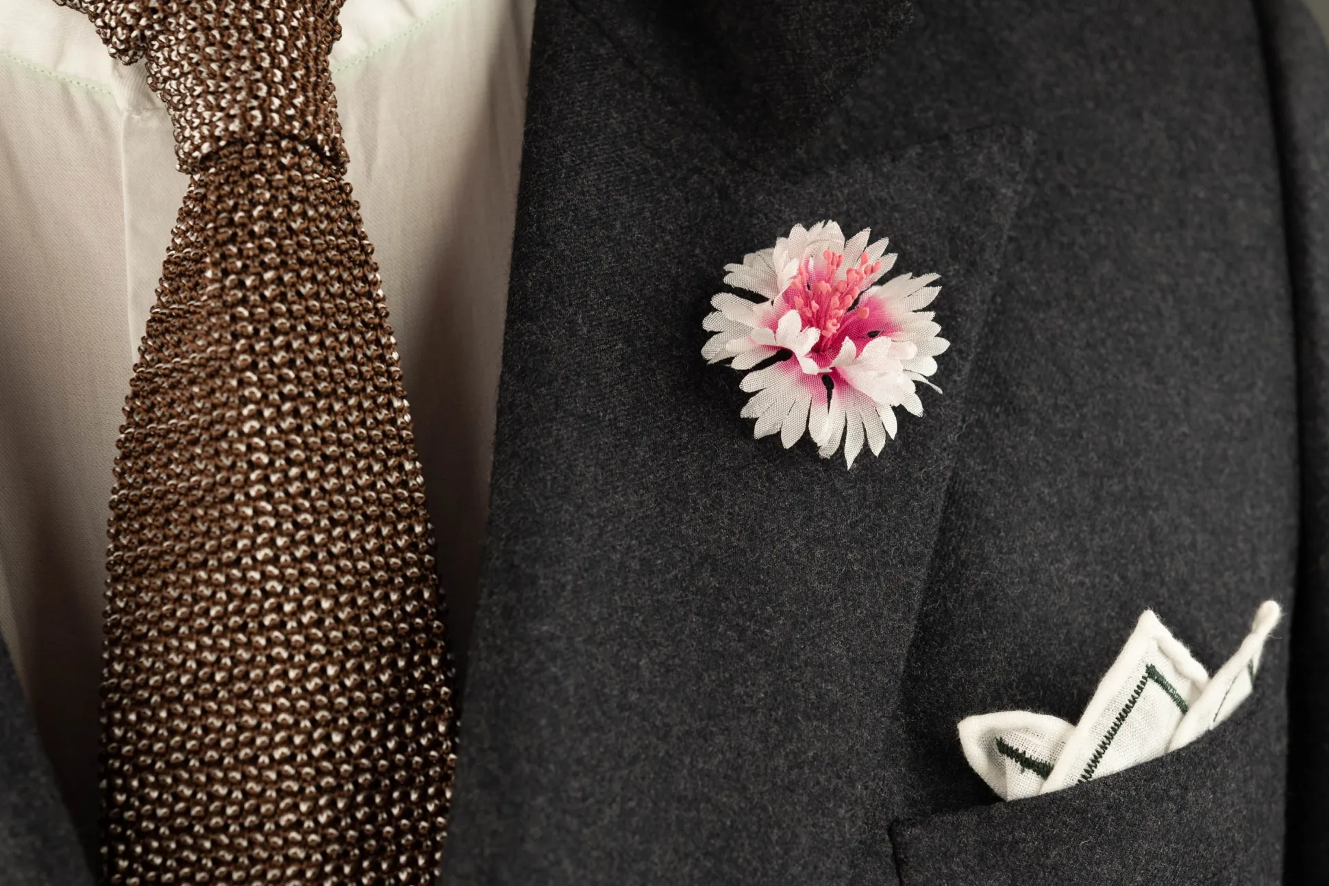 White & Magenta Cornflower Boutonnière Flower