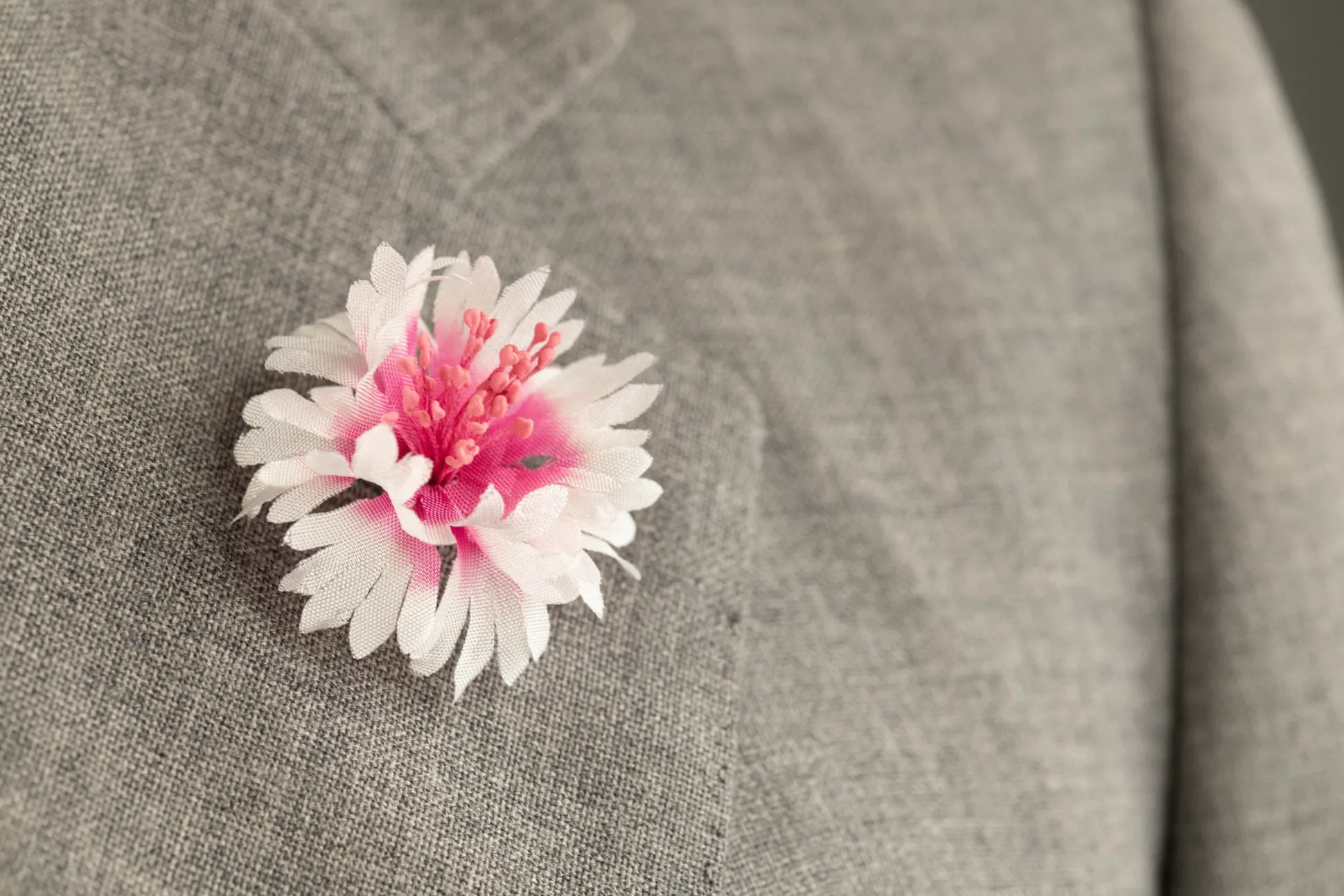 White & Magenta Cornflower Boutonnière Flower