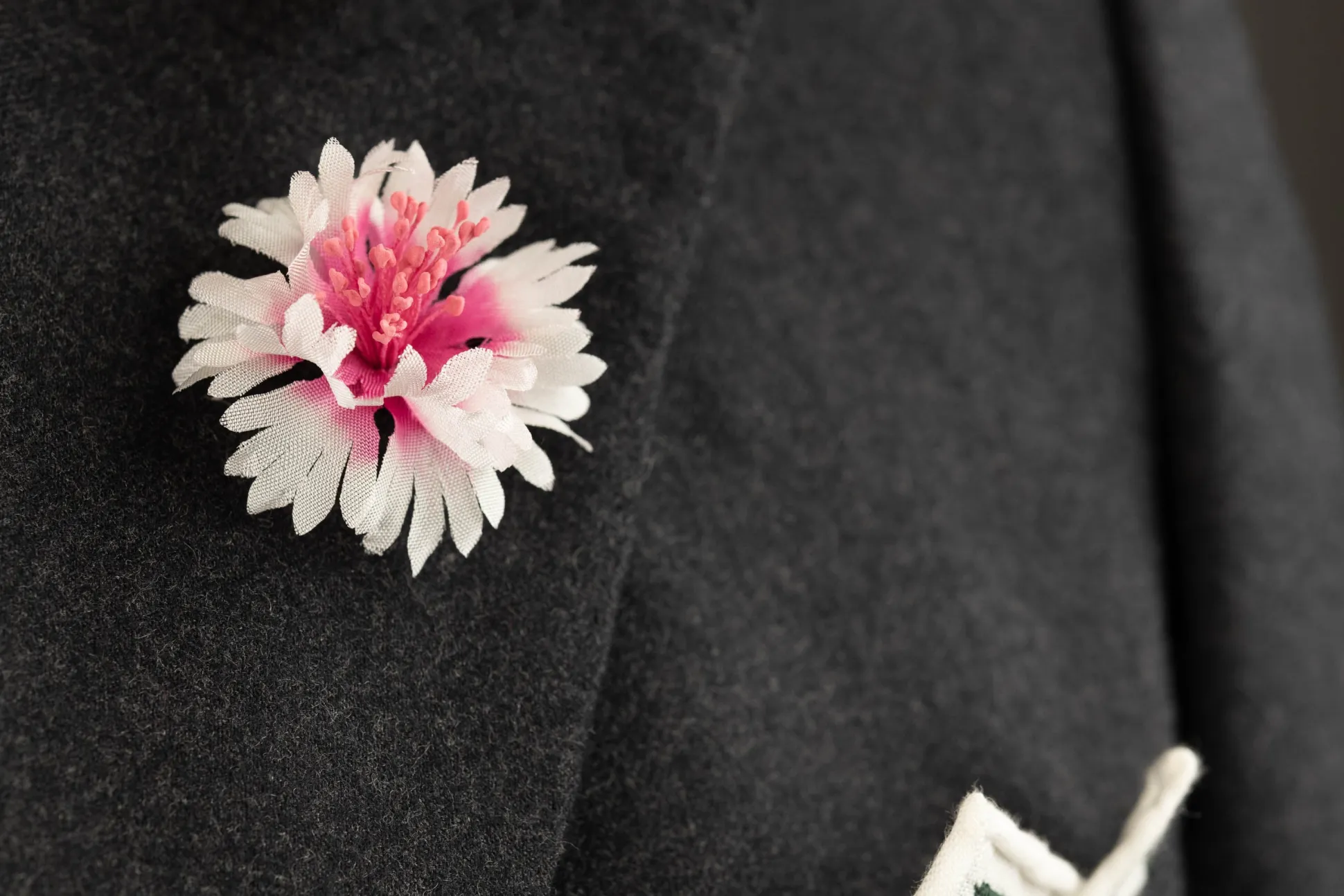 White & Magenta Cornflower Boutonnière Flower