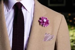 White & Magenta Dahlia Boutonnière Flower