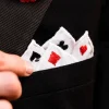 White Poker Card Suits Embroidered Linen Pocket Square