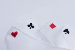 White Poker Card Suits Embroidered Linen Pocket Square