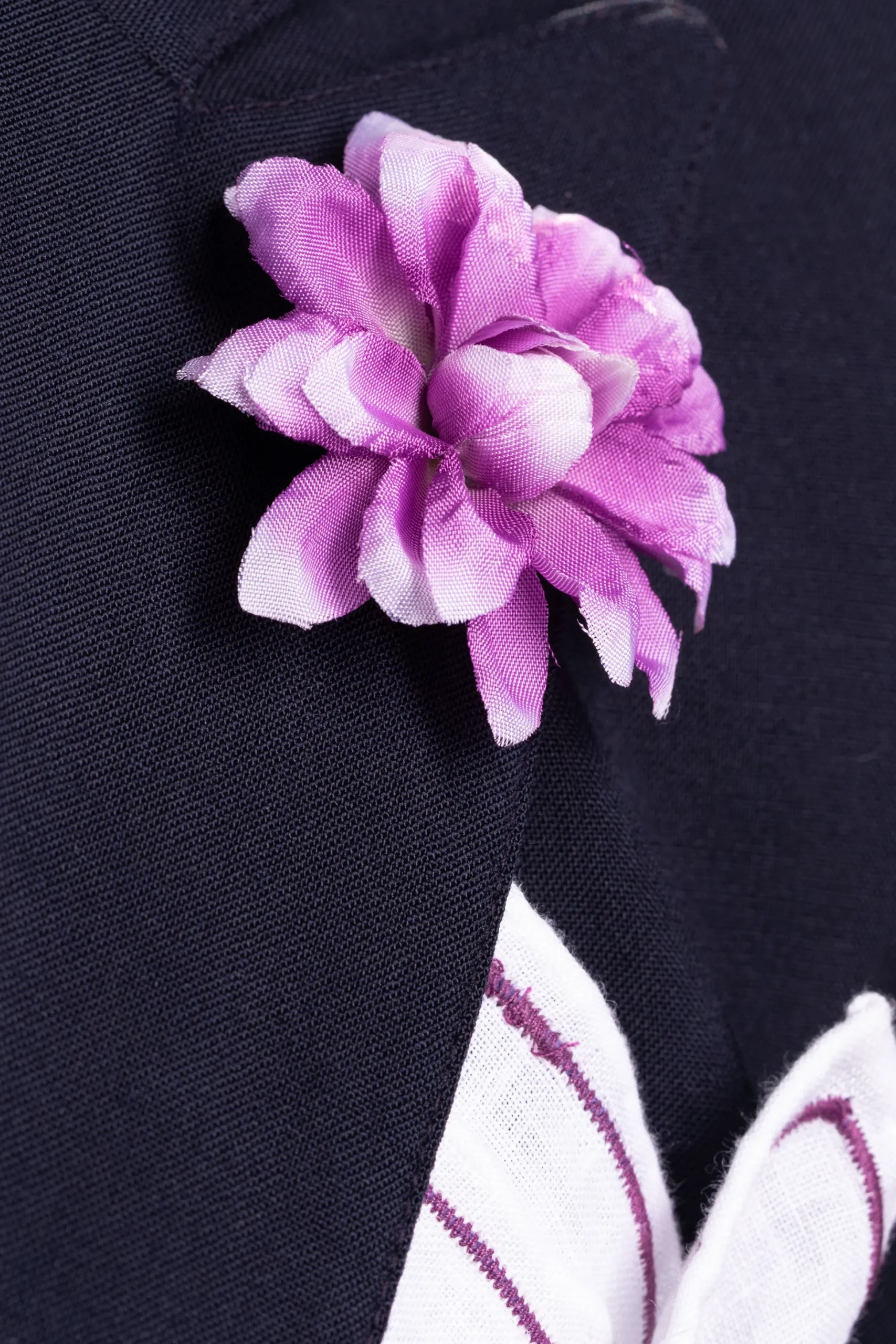 White & Purple Dahlia Boutonnière Flower