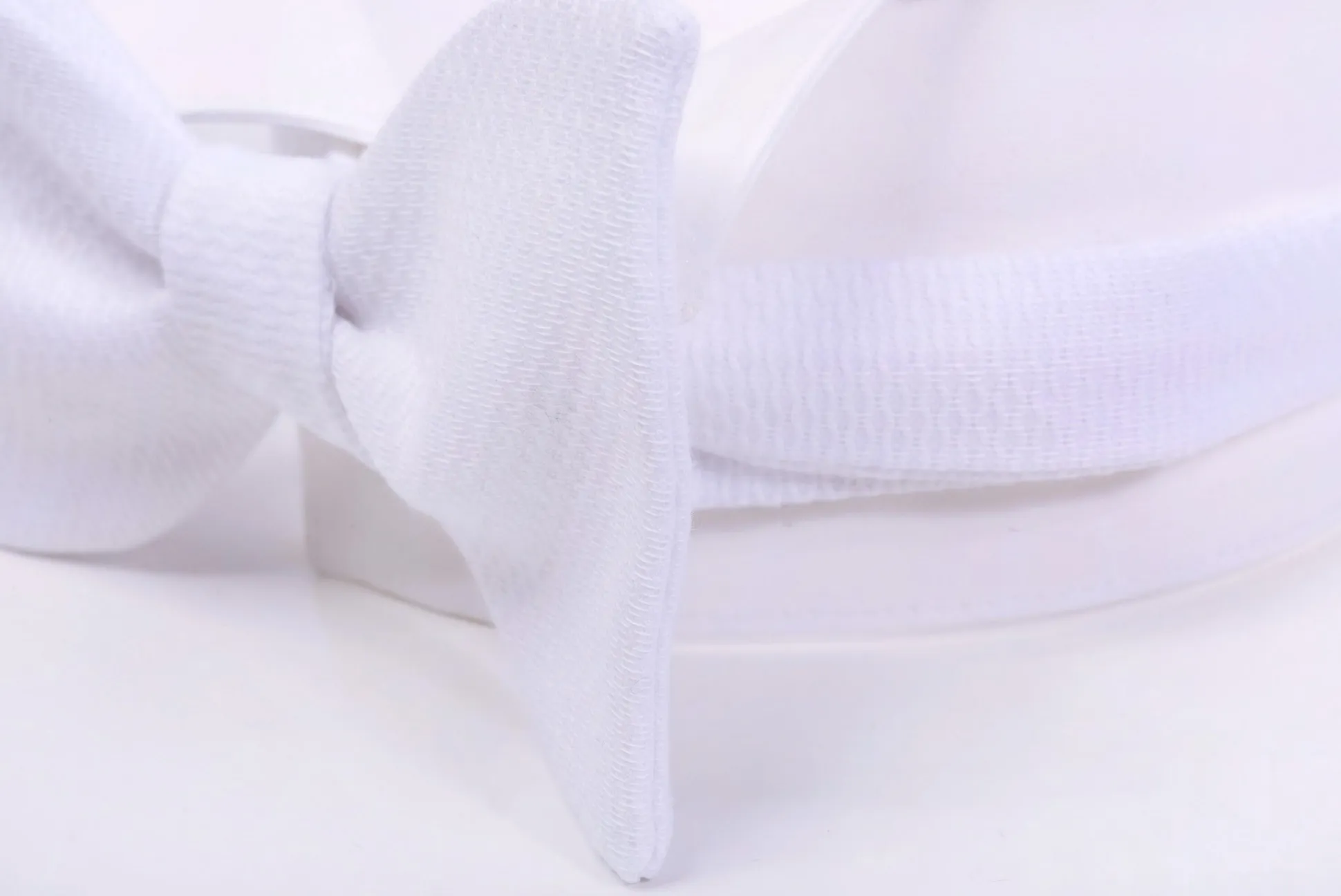 White Single End Marcella Pique Bow Tie