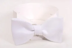 White Single End Marcella Pique Bow Tie