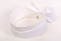 White Single End Marcella Pique Bow Tie
