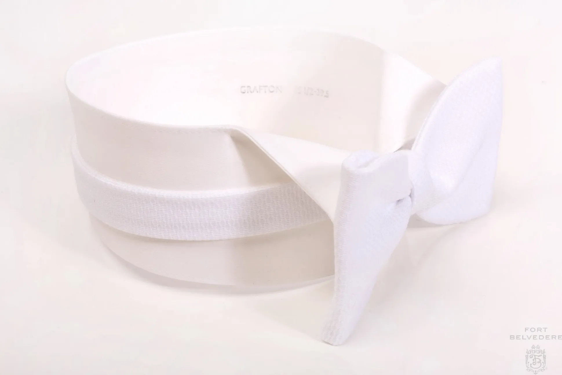 White Single End Marcella Pique Bow Tie