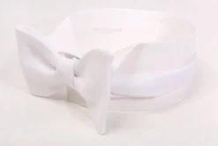 White Single End Marcella Pique Bow Tie
