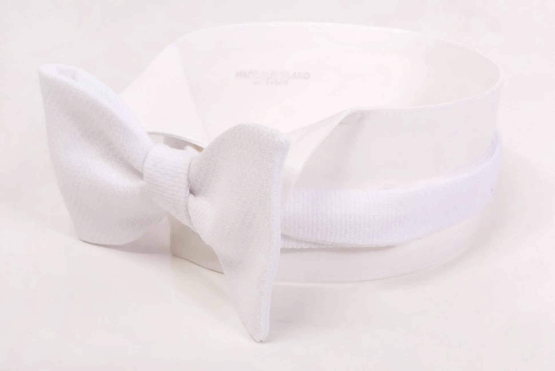 White Single End Marcella Pique Bow Tie