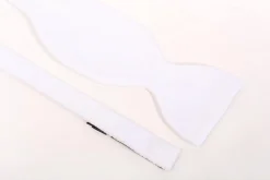 White Single End Marcella Pique Bow Tie