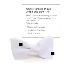 White Single End Marcella Pique Bow Tie