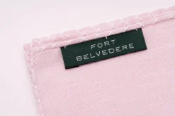 White X-Stitch Edge Pale Pink Linen Pocket Square