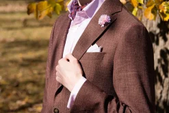 White X-Stitch Edge Pale Pink Linen Pocket Square