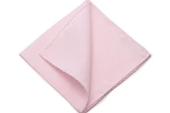 White X-Stitch Edge Pale Pink Linen Pocket Square