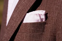 White X-Stitch Edge Pale Pink Linen Pocket Square