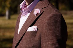 White X-Stitch Edge Pale Pink Linen Pocket Square