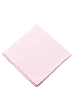 White X-Stitch Edge Pale Pink Linen Pocket Square