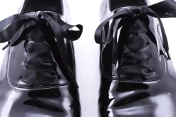 Wide Black Satin Evening Shoelaces