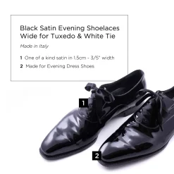 Wide Black Satin Evening Shoelaces