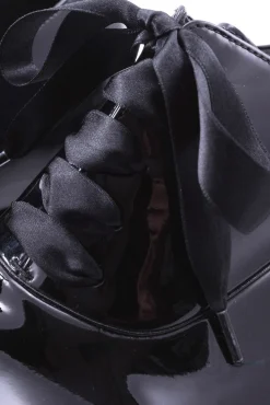 Wide Black Satin Evening Shoelaces