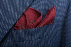 Wine Red Rabbit Silk Wool Pocket Square