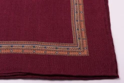 Wine Red & Yellow Medallion Silk Wool Pocket Square