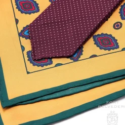 Yellow Diamond Contrast Edge Silk Pocket Square