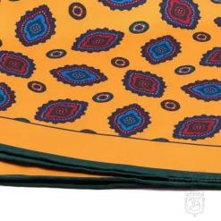 Yellow Diamond Contrast Edge Silk Pocket Square