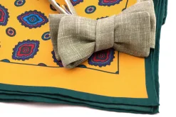 Yellow Diamond Contrast Edge Silk Pocket Square