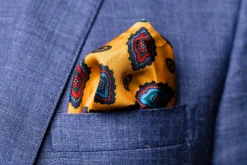 Yellow Diamond Contrast Edge Silk Pocket Square