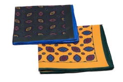 Yellow Diamond Contrast Edge Silk Pocket Square