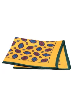 Yellow Diamond Contrast Edge Silk Pocket Square