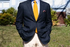 Yellow & Red Polka Dot Wool Challis Tie