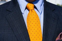 Yellow & Red Polka Dot Wool Challis Tie