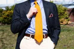 Yellow & Red Polka Dot Wool Challis Tie
