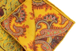 Yellow Reversible Pheasant & Paisley Silk Pocket Square