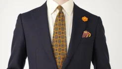 Yellow Reversible Pheasant & Paisley Silk Pocket Square
