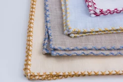 Yellow X-Stitch Edge Linen Pocket Square