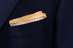 Yellow X-Stitch Edge Linen Pocket Square